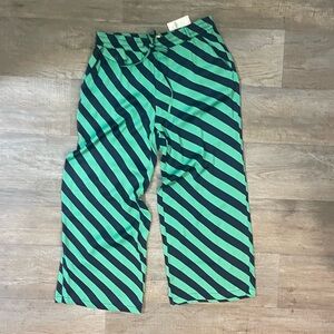 Green and Navy Striped Pants